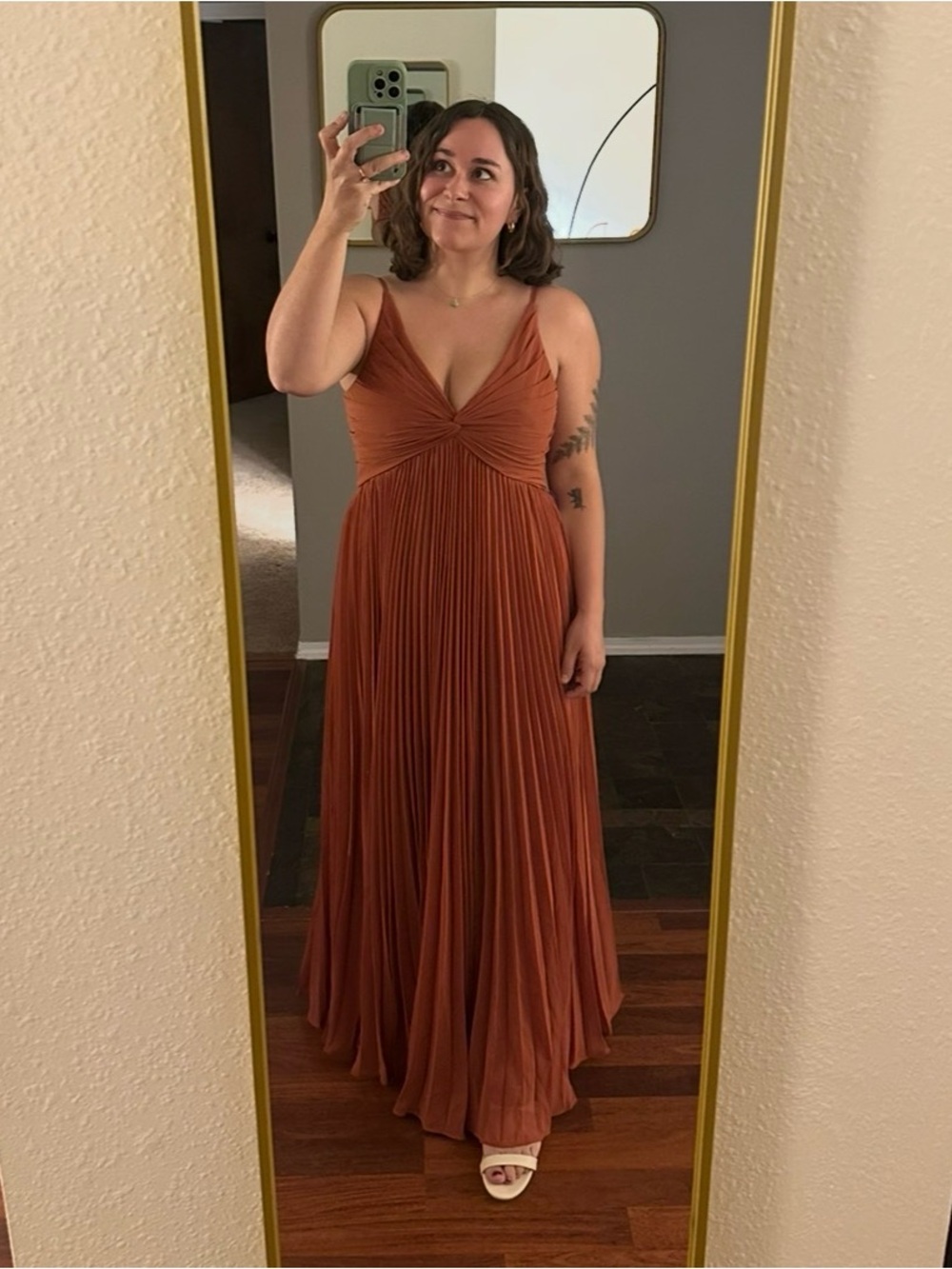 Azazie Raychelle Women’s Pleated Rust Bridesmaid Dress Size A12 - Picture 6 of 6